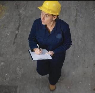 woman in hard hat on the job