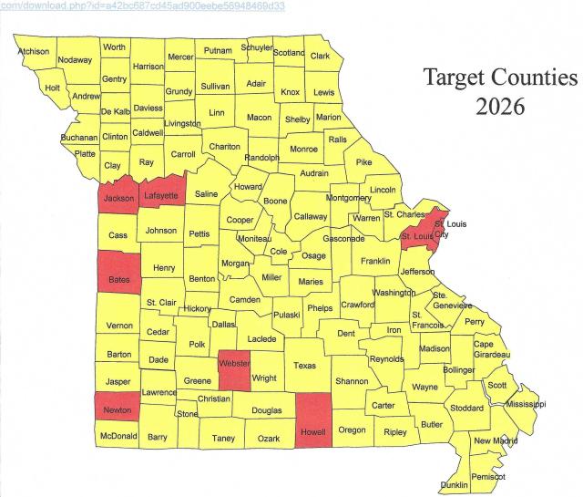 Missouri Map of 8 Target Counties