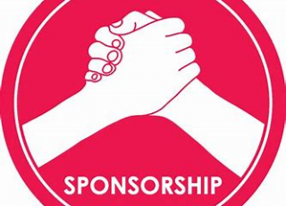an illustration showing clasped hands over the word sponsorship
