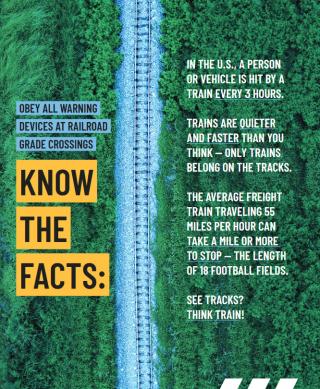 an overhead image of train tracks with written safety tips
