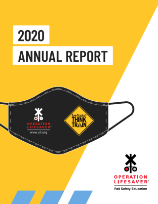 a mask with logos on an annual report cover