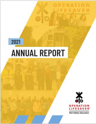 a yellow and white report cover with images of people in the background