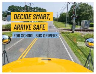 school bus driver's view of a street 