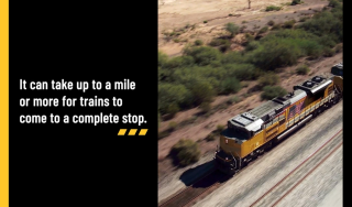 a train image next to a rail safety fact