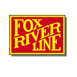 red rectangle, with yellow words that read fox river line